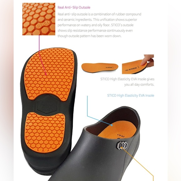 Stico Black Slip-On Clogs Slip Resistant - Picture 2 of 5